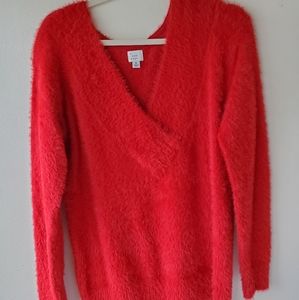 Red fluffy Sweater